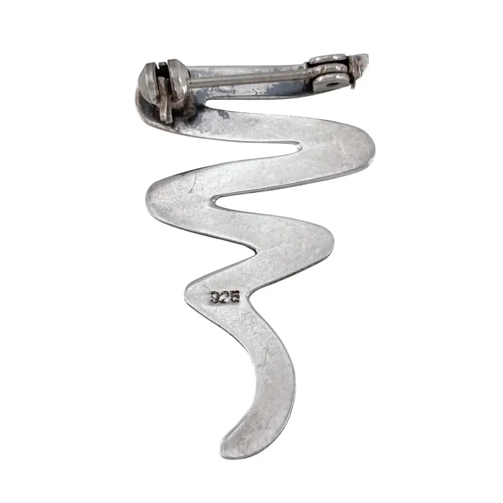 Vintage Sterling Silver 925 Zigzag Brooch